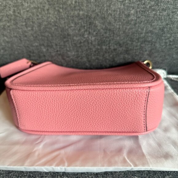 NWT! RARE! Coach Chaise 19 Pink Pebble Leather Crossbody Saddle Bag CC390 - Picture 6 of 10